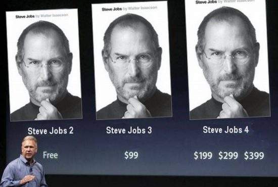 Biografia lui Steve Jobs va avea mai multe versiuni: SJ 1, SJ 2, SJ 3, SJ 4 şi SJ 4S