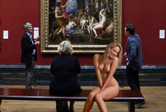 Nude in an art gallery