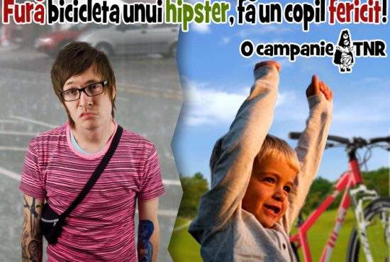 Campanie socială marca TNR: „Fură bicicleta unui hipster şi fă un copil fericit!”