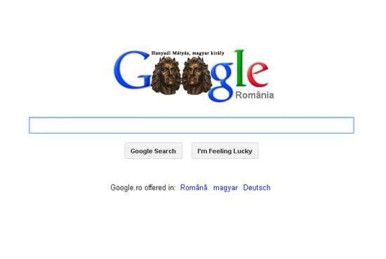 Foto! Google România celebrează azi 555 de ani de la numirea lui Matei Corvin pe tronul Ungariei