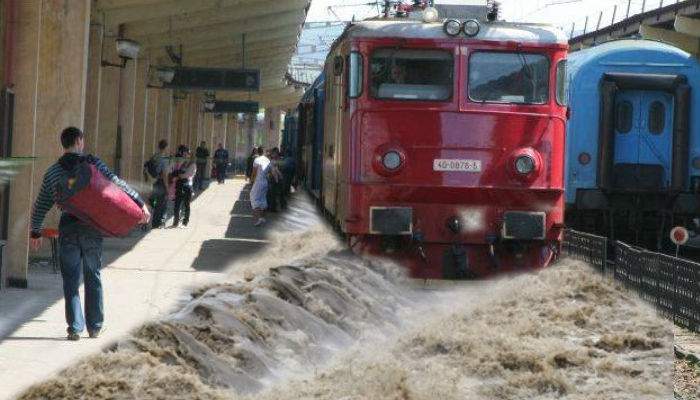 Inundații masive în Moldova. Un tren CFR a fost luat de viitură și a ajuns la timp în gară