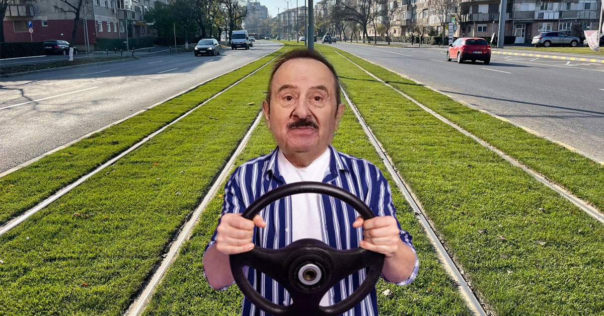 Dan Ilie Morega a fost prins conducând fără permis și fără mașină, pe linia de tramvai