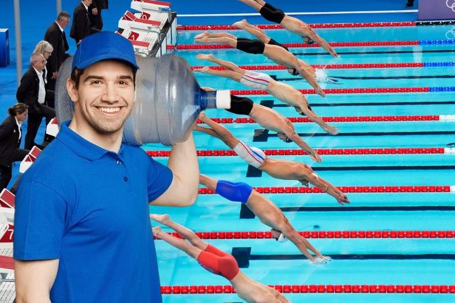 Un român a luat un pet cu apă din piscina olimpică, ca să nu dea bani la minibar