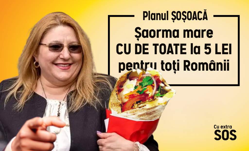 Inspirată de Simion, Şoşoacă promite şi ea şaorma mare la 5 lei pentru toţi românii