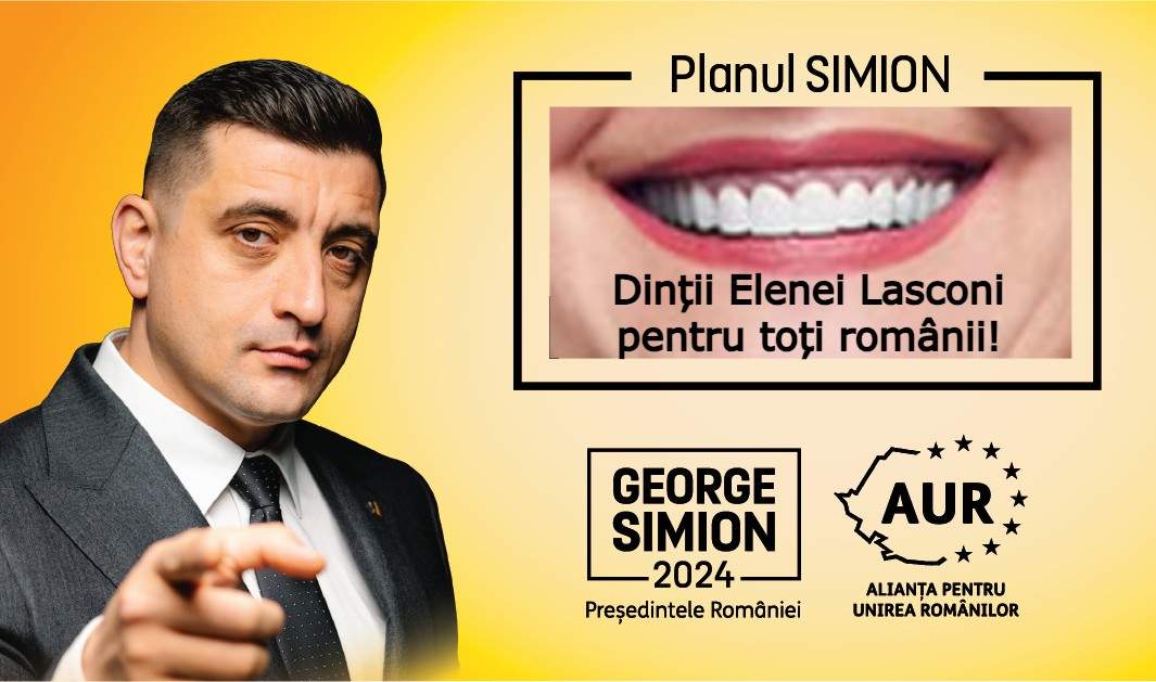 Planul Simion: ”Români, dacă mă votați, vă fac dinții ca ai Elenei Lasconi!”