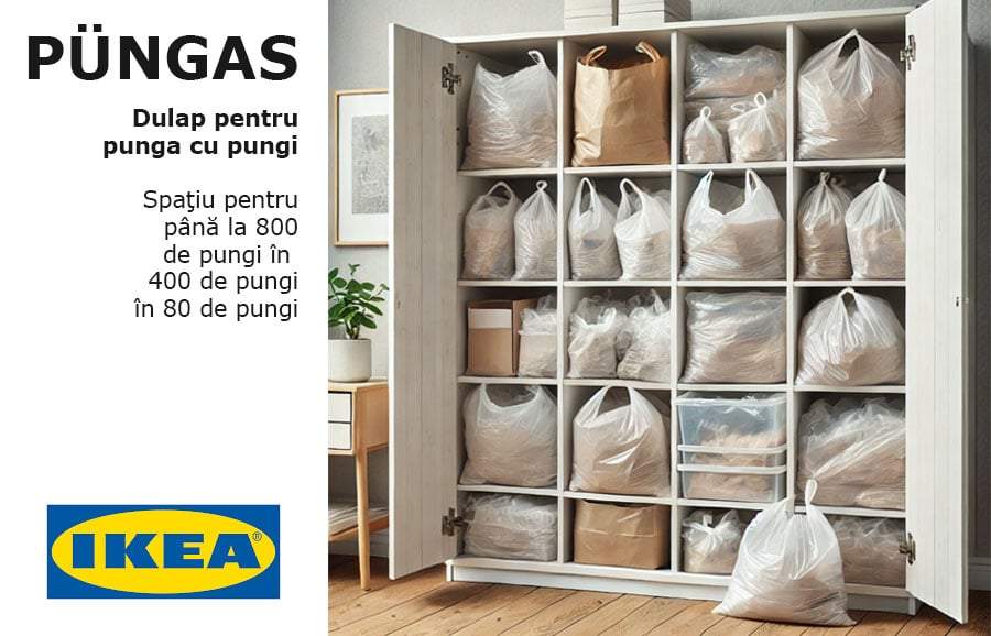 IKEA lansează PÜNGAS, primul dulap din lume destinat exclusiv pungilor cu pungi