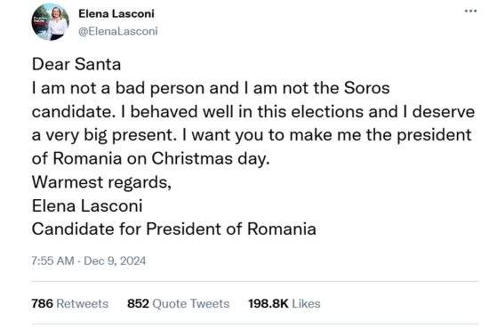 Maraton diplomatic! După Trump, Lasconi i-a trimis o scrisoare și lui Moș Crăciun